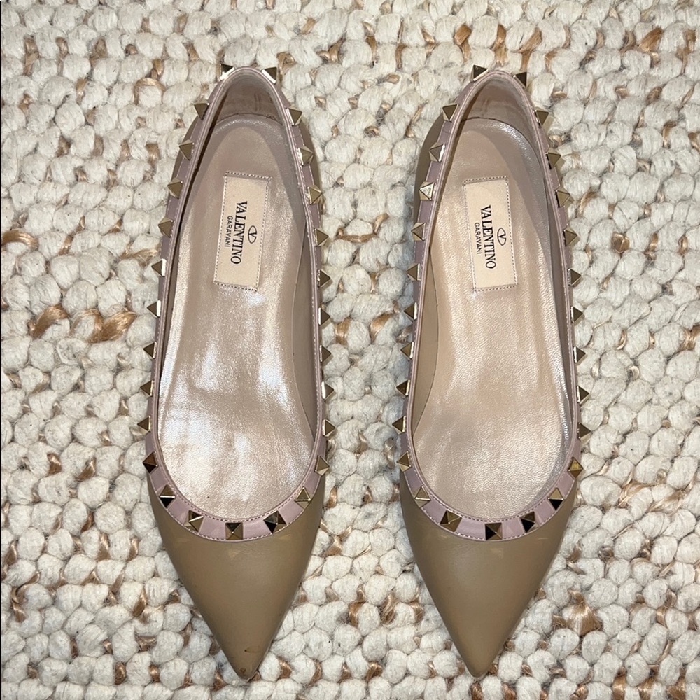 Valentino Women's Tan Studded Flats
